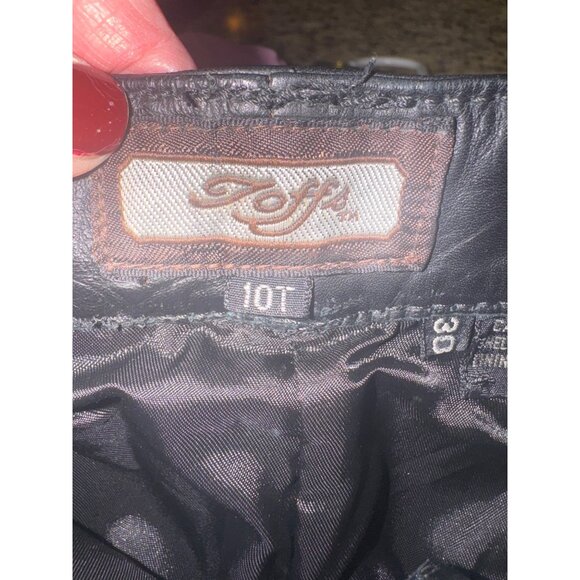 Vintage Toffs Y2K 80s 90s High Waisted Black Leather Pants 10T Pleated Design - Picture 8 of 10